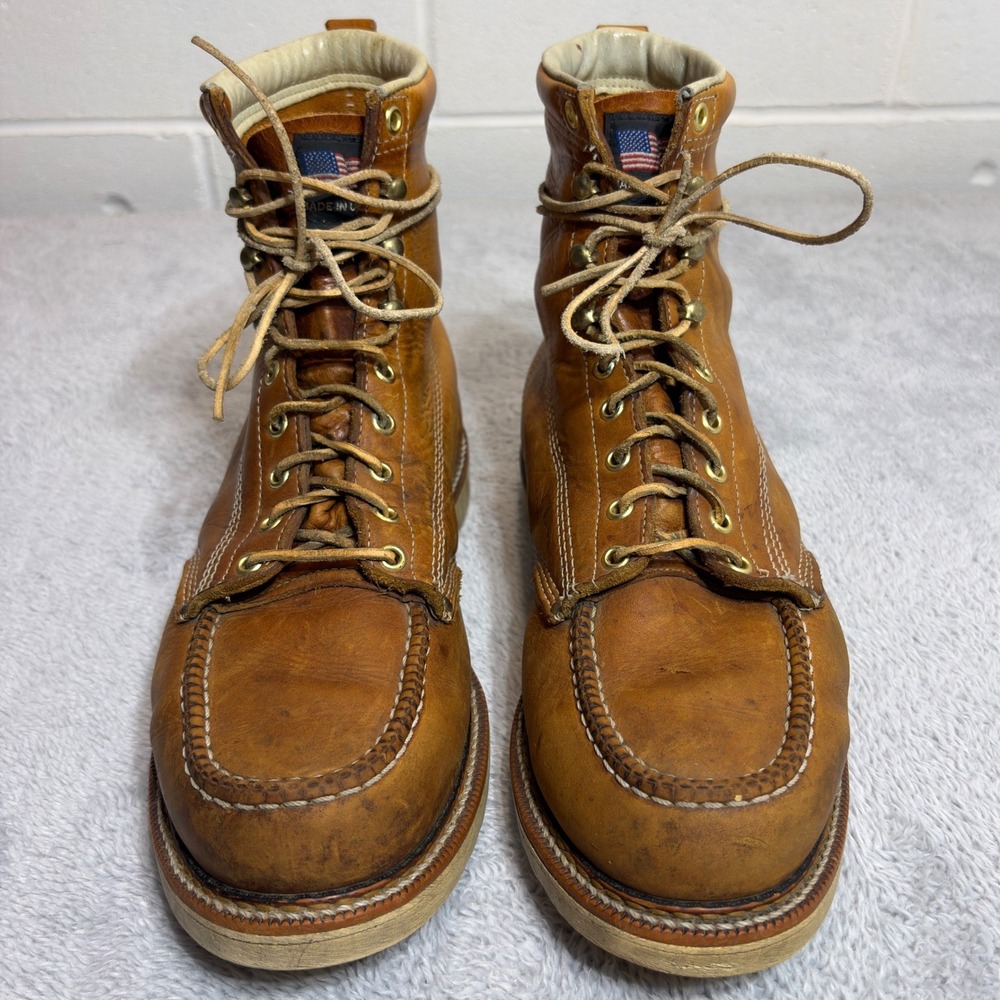 Field N Forest Moc Toe Work Boots Mens 13D Brown Leather Combat USA Made Vintage